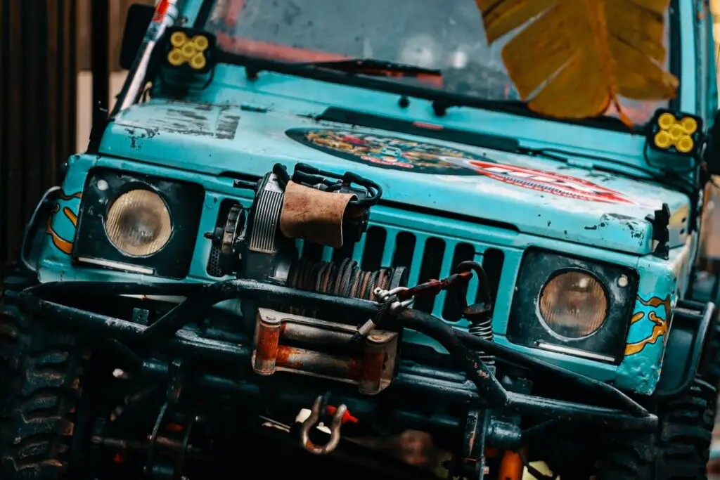 blue and black vintage car